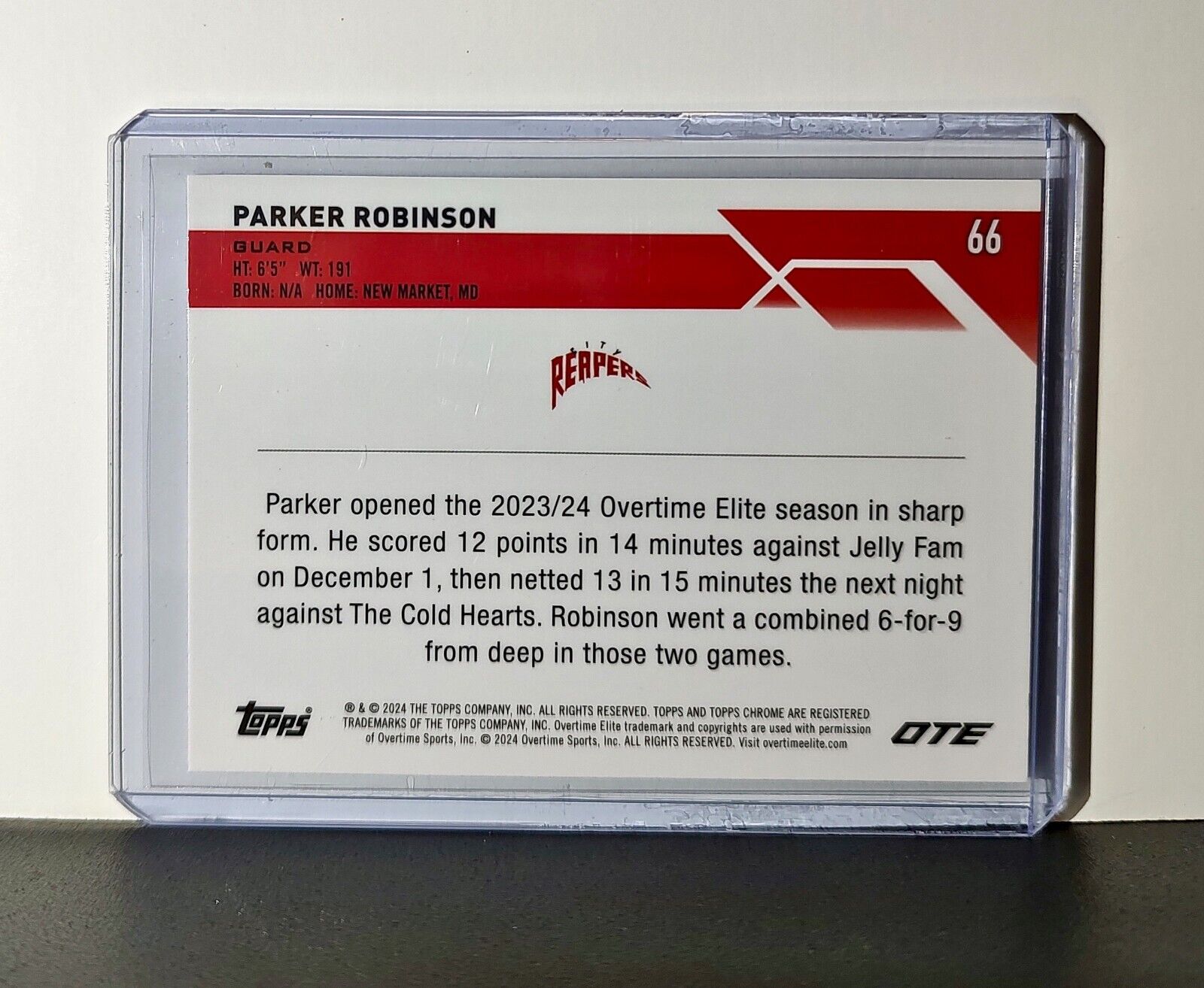 Parker Robinson Rookie Card 2023-24 Topps Chrome Overtime #66 City Reapers