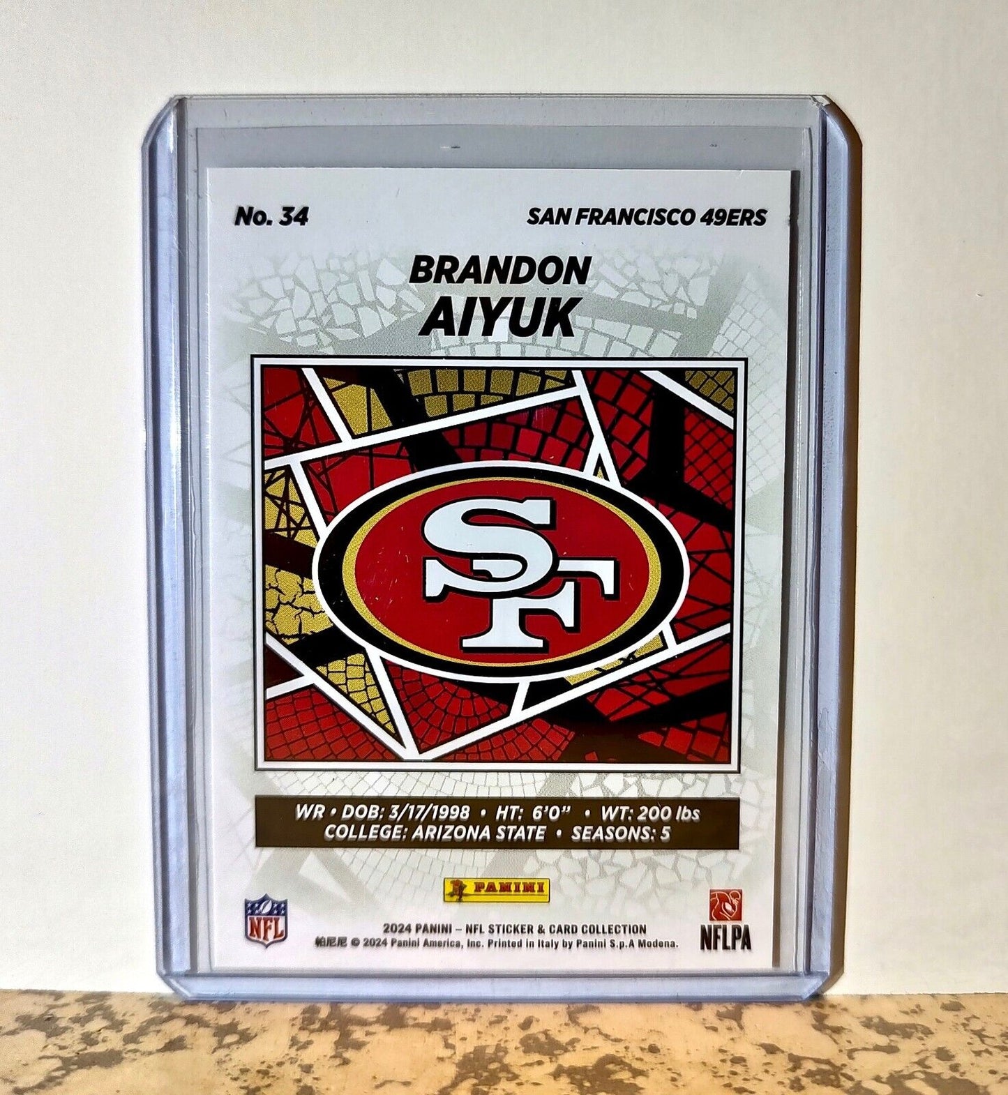 Brandon Aiyuk 2024 Panini NFL #34 Silver Foil Sticker Card San Francisco 49ers