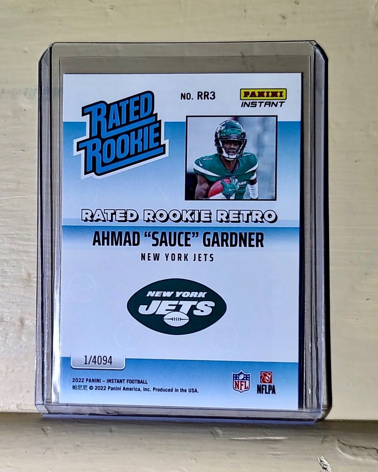 Ahmad “Sauce” Gardner 2022 NFL Panini #3 Rated Rookie Retro Football Card 1/4094