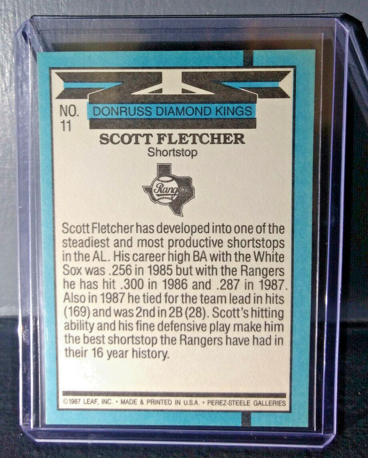 1988 Scott Fletcher Donruss Diamond Kings #11 Baseball Card