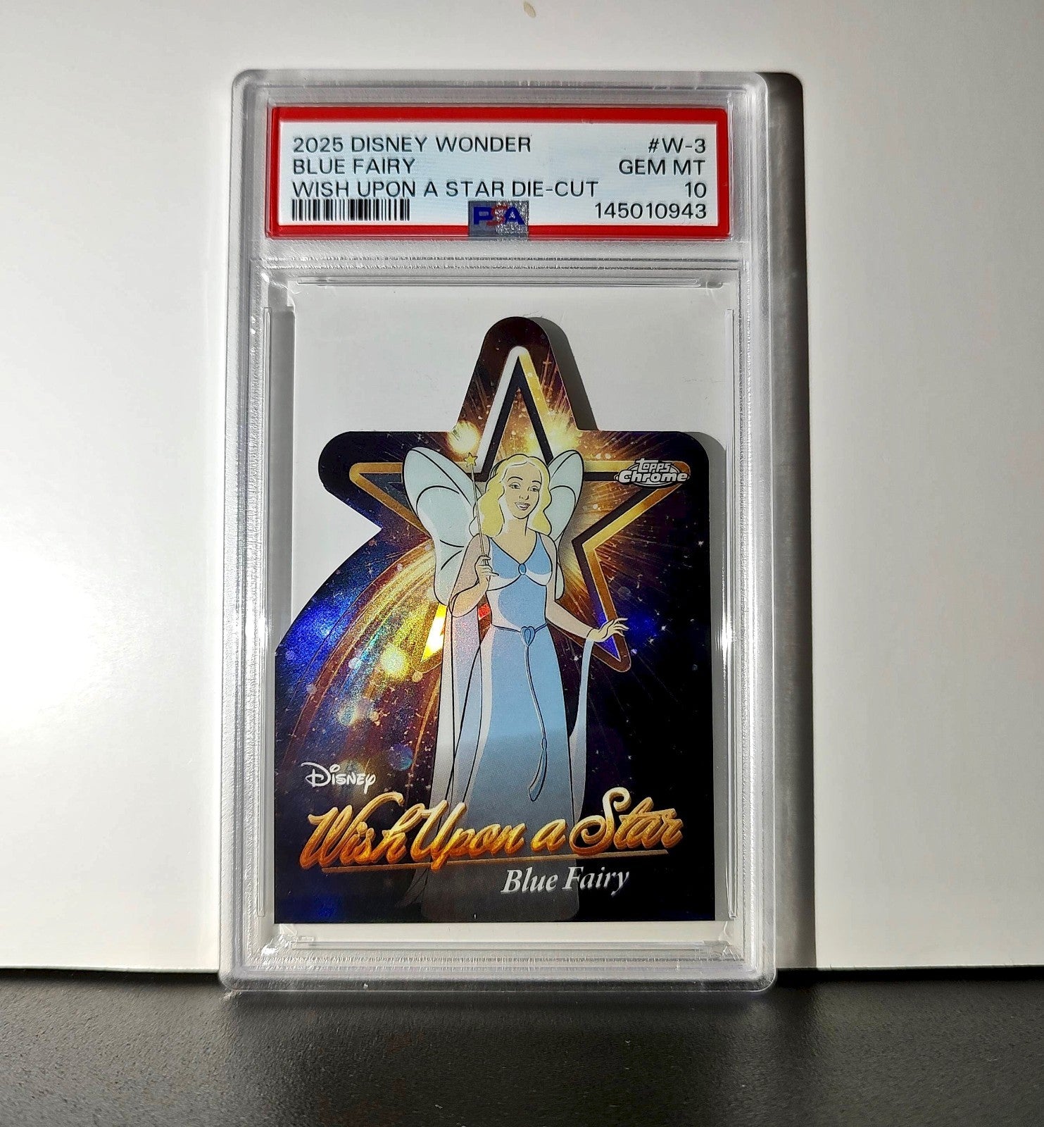 Blue Fairy 2025 Topps Chrome Disney #W-3 Wish Upon A Star Die Cut PSA 10