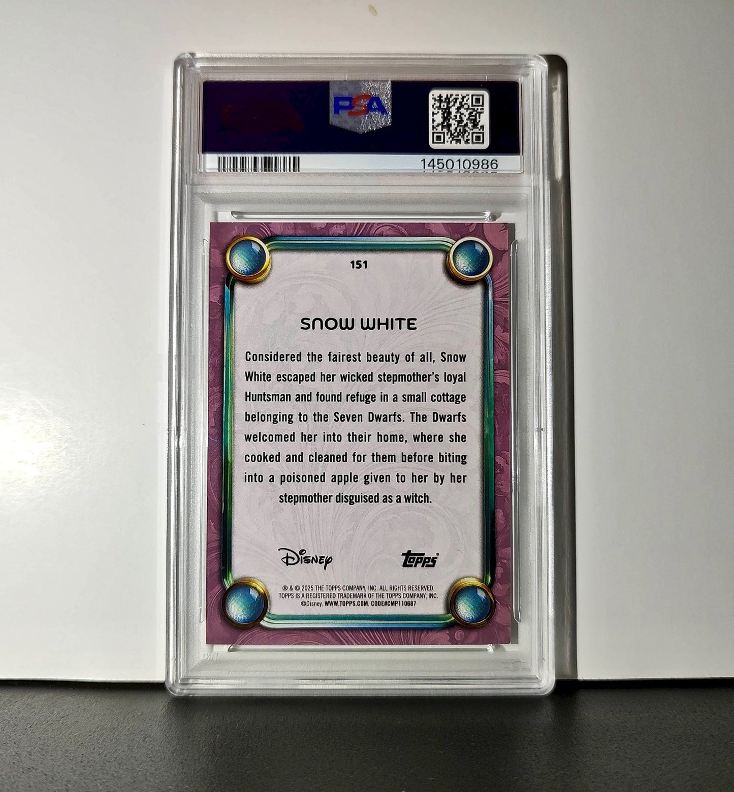Snow White  2025 Topps Disney Cartoon Princess #151 Card PSA 9