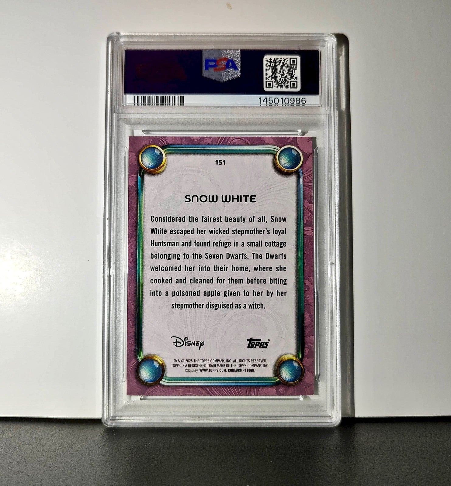 Snow White  2025 Topps Disney Cartoon Princess #151 Card PSA 9