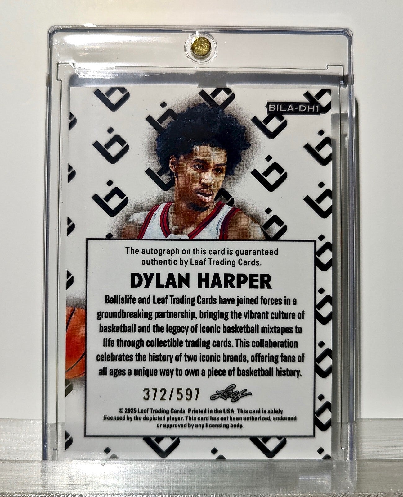 Dylan Harper Autograph 2025 Leaf #BILA-DH1 Signed Basketball Card 372/597