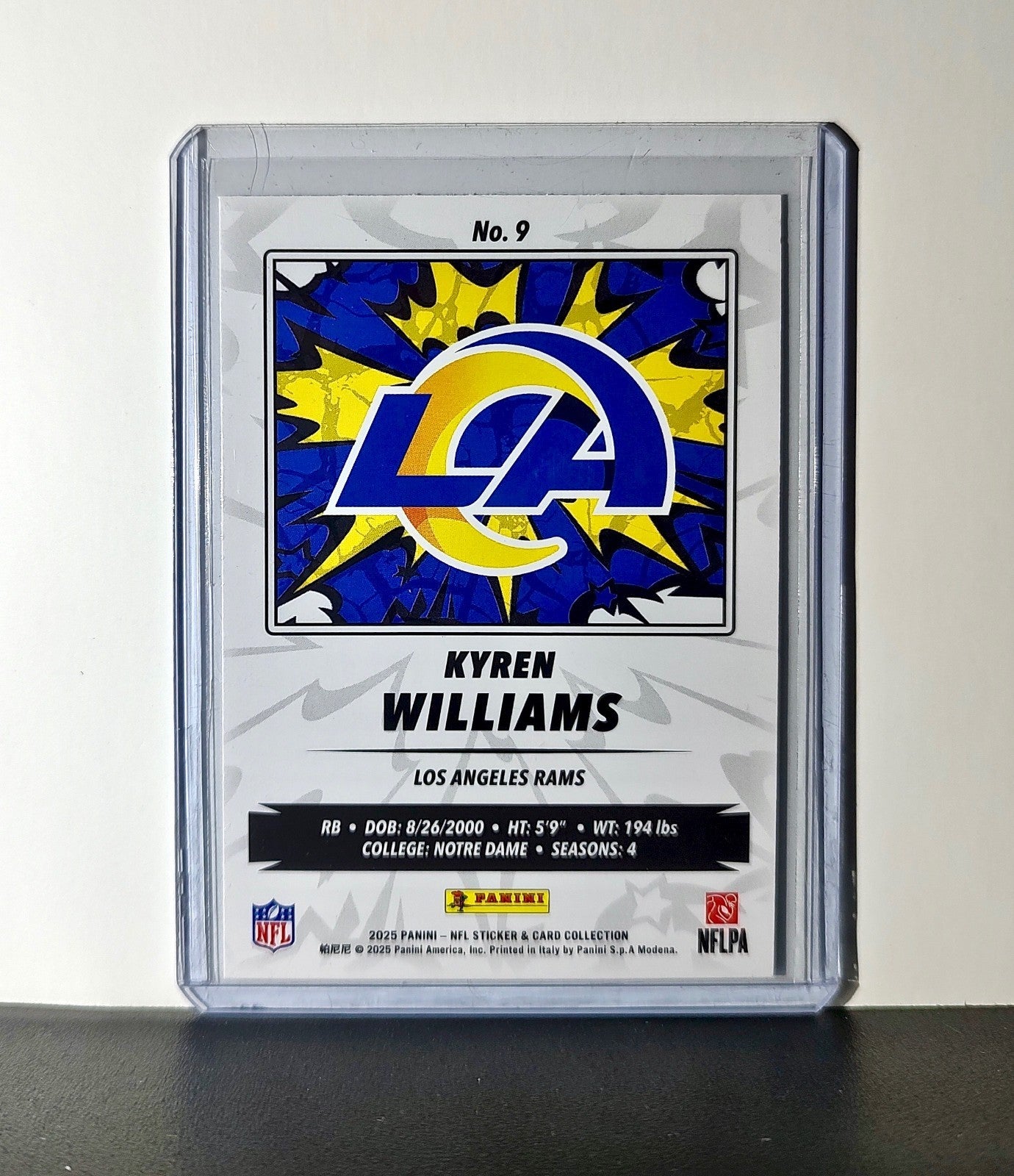 Kyren Williams 2025 Panini NFL #9 Sticker Card Los Angeles Rams