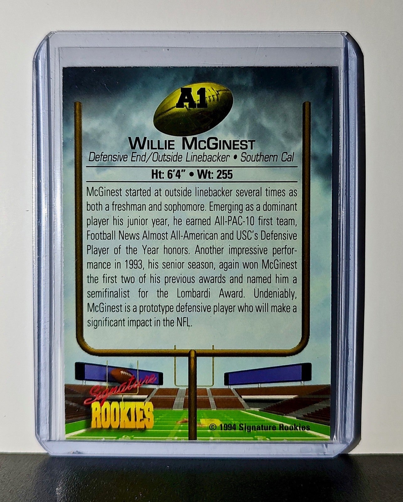 Willie McGinest Rookie 1994 Signature Rookies NFL #A1 Prospect Card 1 of 15,000