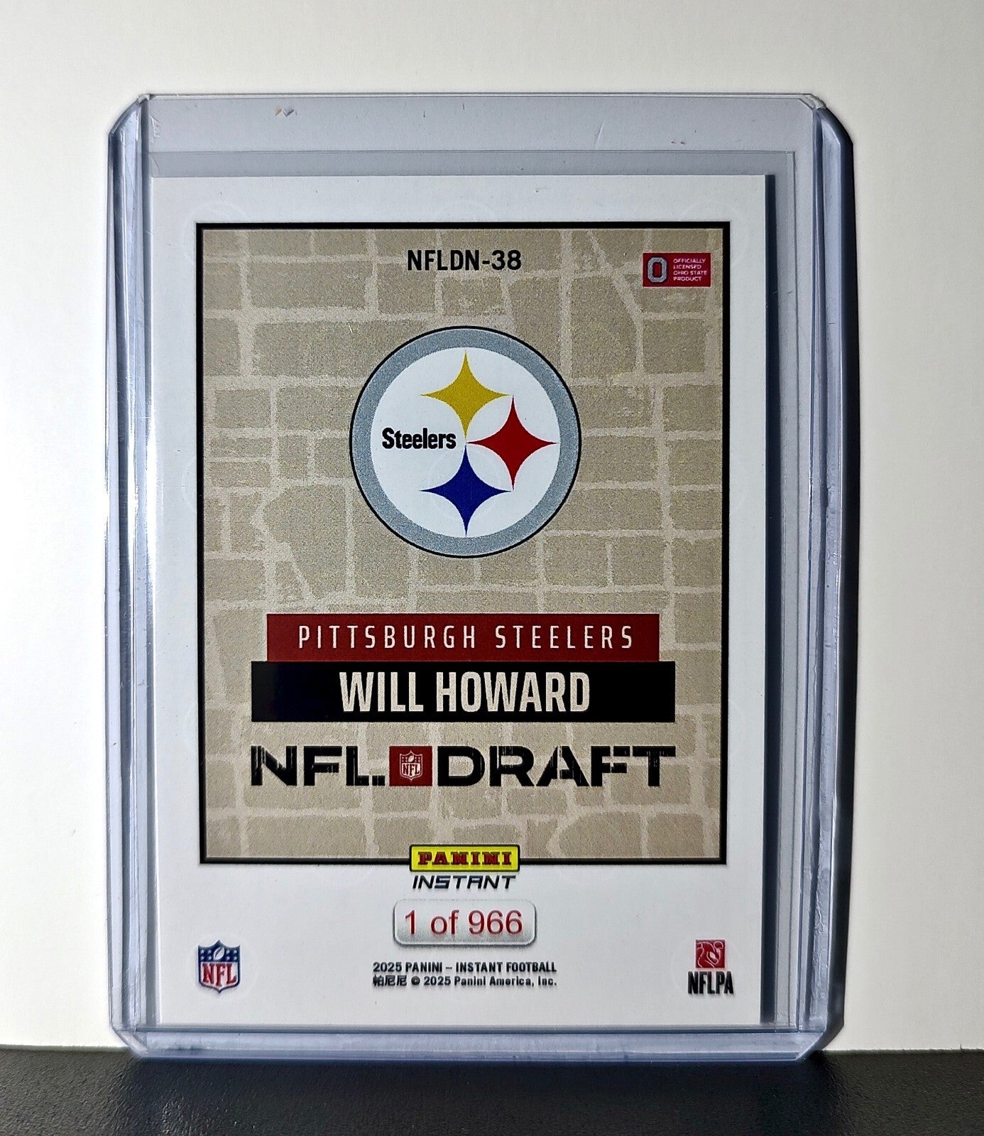 Will Howard Rookie 2025 NFL Draft #38 Football Card Pittsburgh Steelers 1 of 966