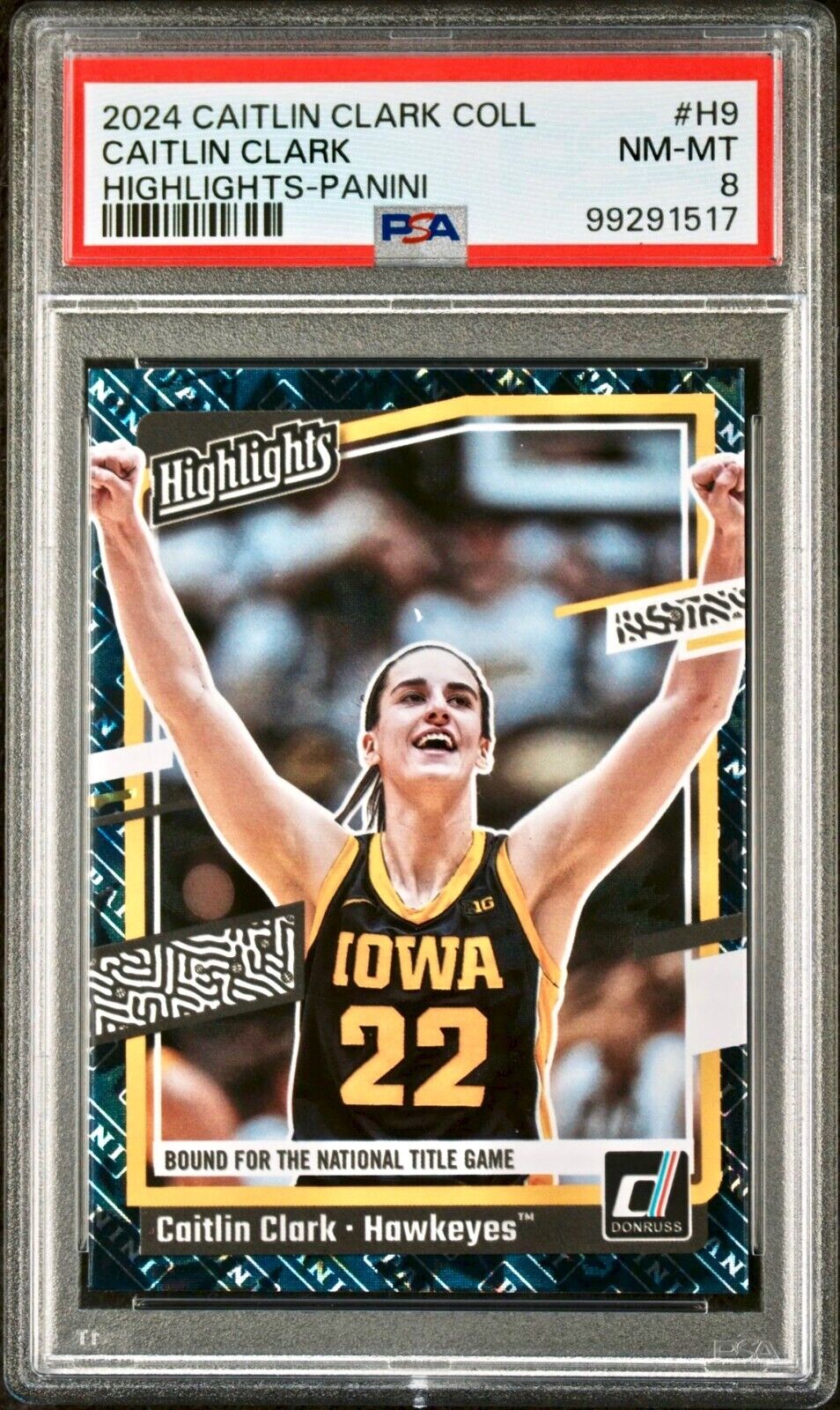 Caitlin Clark 2024 Panini Donruss Highlights #H9 Basketball Card PSA 8 NM-MT+