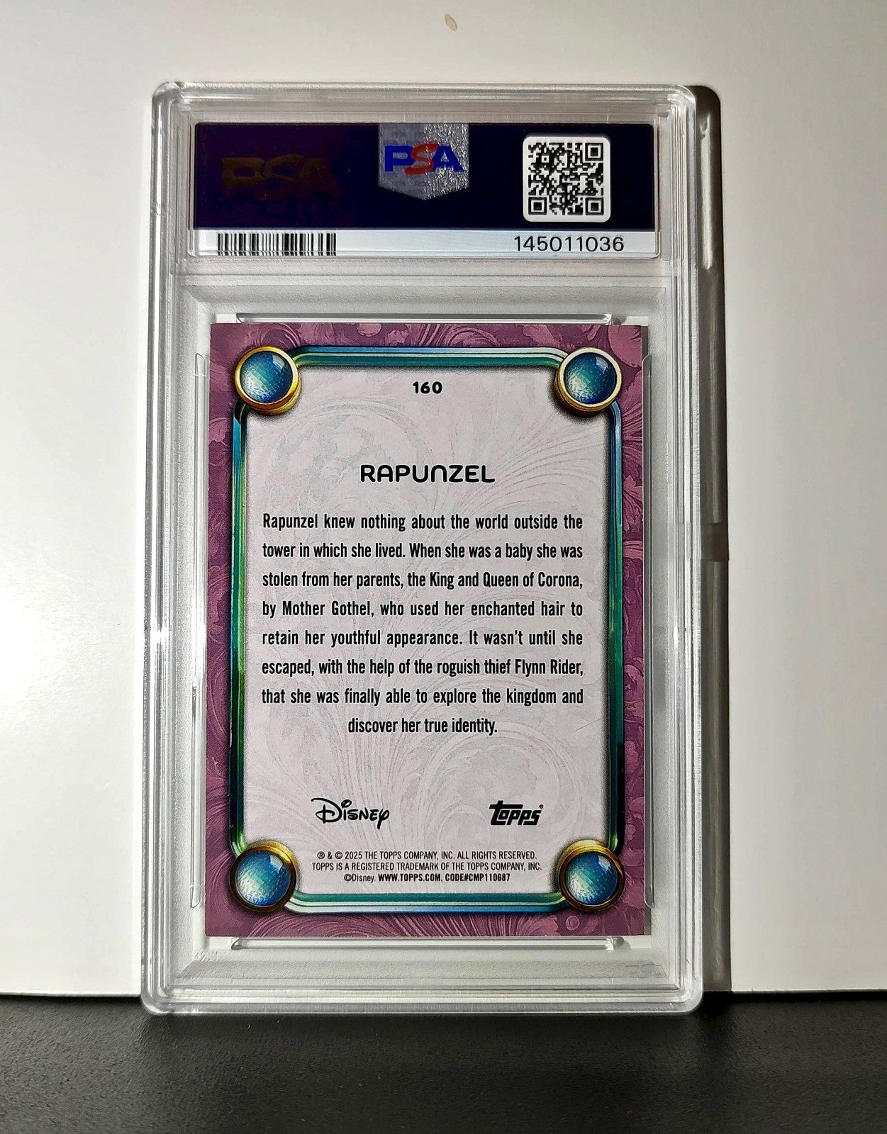 Rapunzel 2025 Topps Disney Cartoon Princess #160 Card Tangled PSA 9 MT