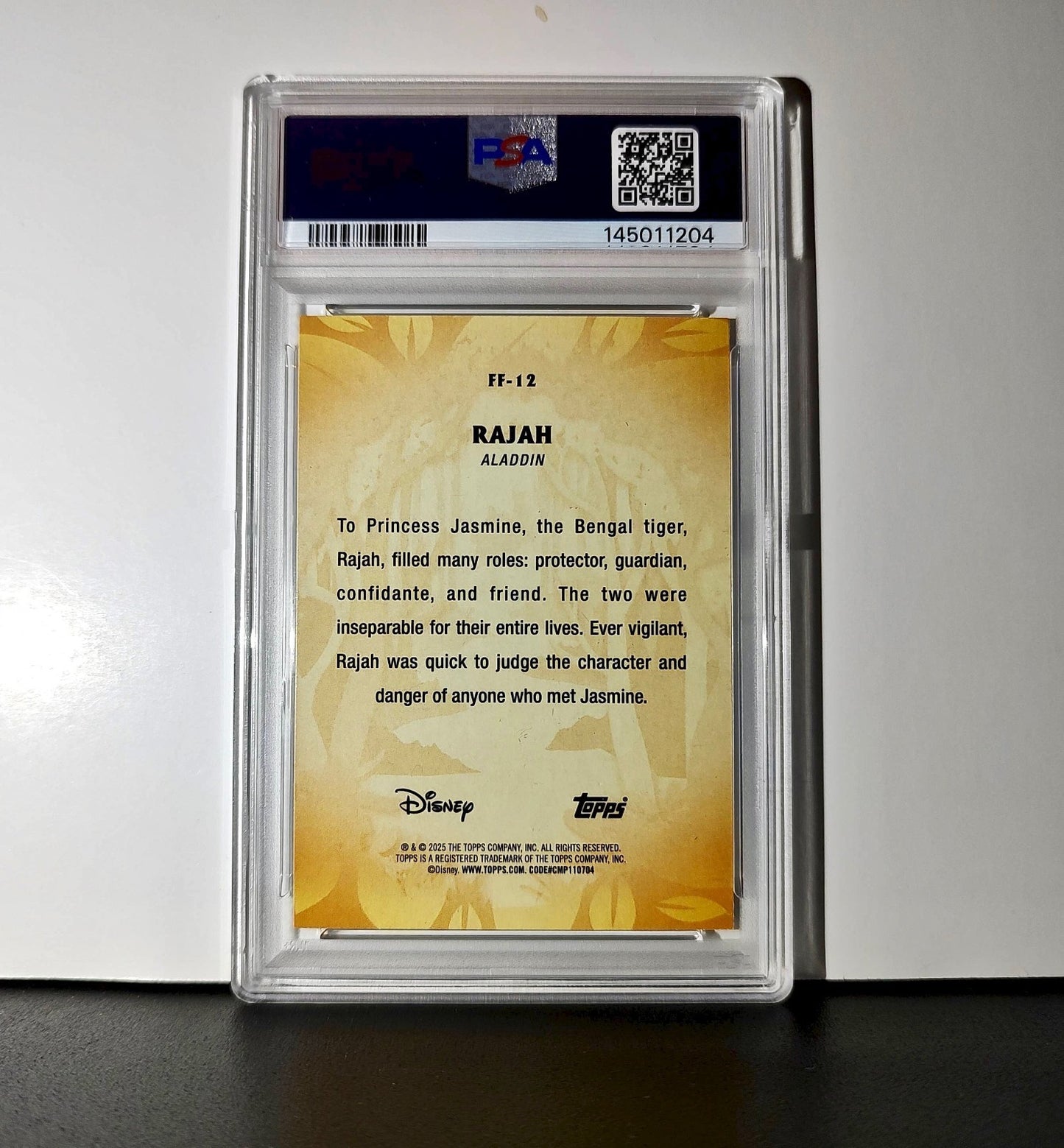 Rajah 2025 Topps Disney #FF-12 Furry Friends Card Aladdin PSA 9 MT