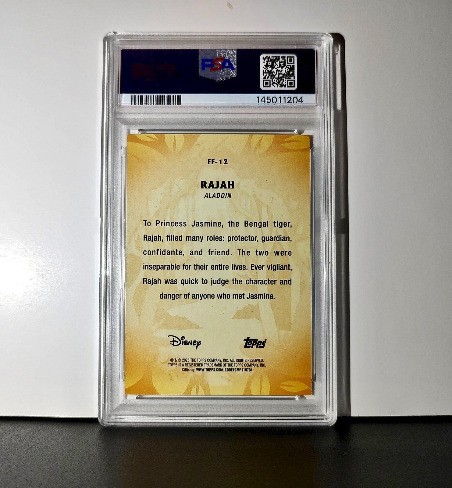 Rajah 2025 Topps Disney #FF-12 Furry Friends Card Aladdin PSA 9 MT