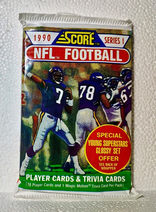 1990 Score NFL Football Card Pack Series 1 - Factory Sealed, New - 16 Cards