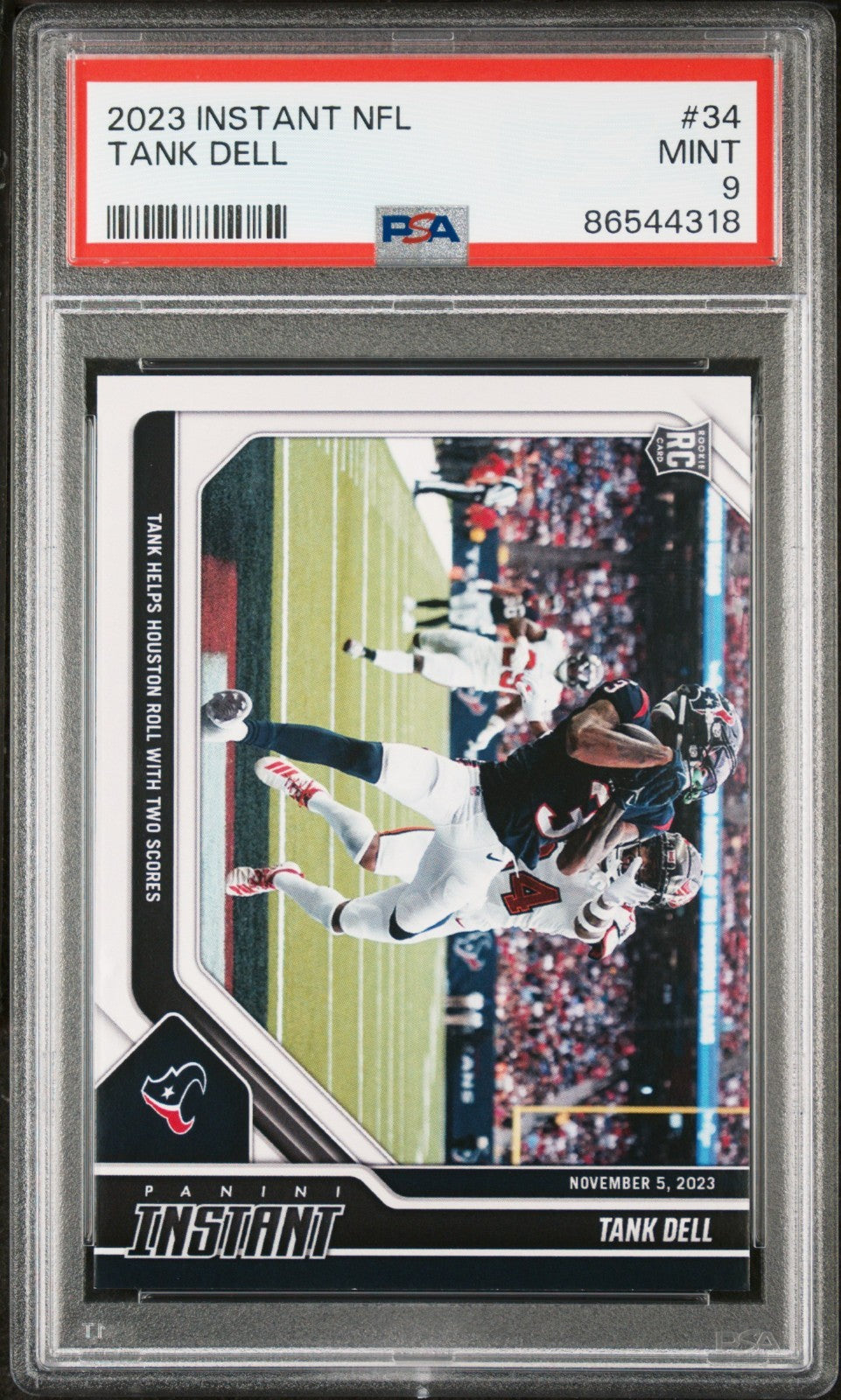 Tank Dell 2023 Panini NFL Rookie Football #34 Card 1 of 109 Texans PSA 9 Mint