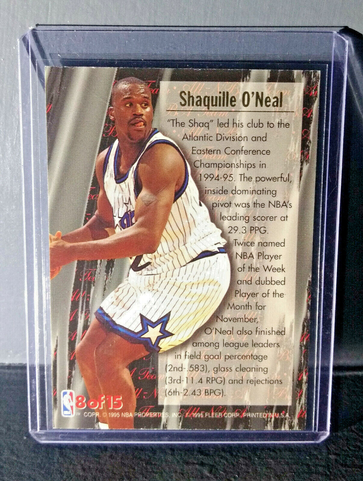 1995-96 Shaquille O'Neal Fleer Ultra All-NBA Team #8 Basketball Card