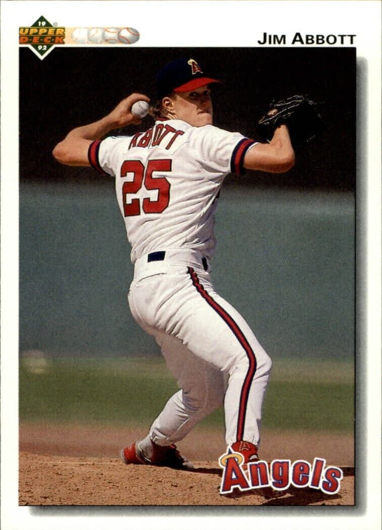 Jim Abbott 1992 Upper Deck MLB #325 Baseball Card California Angels