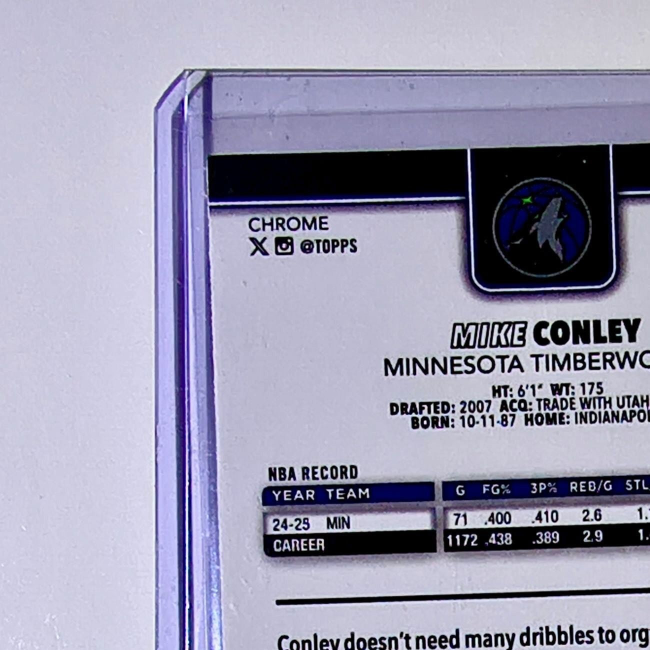 Mike Conley 2025-26 NBA Topps Chrome Update #109 Card Minnesota Timberwolves
