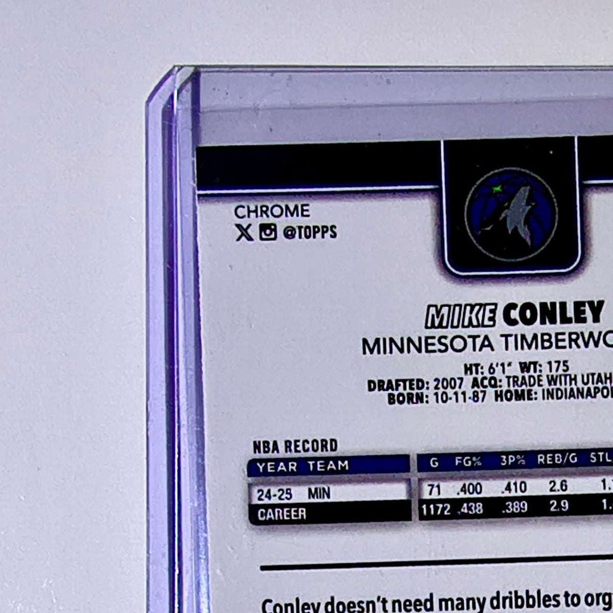 Mike Conley 2025-26 NBA Topps Chrome Update #109 Card Minnesota Timberwolves