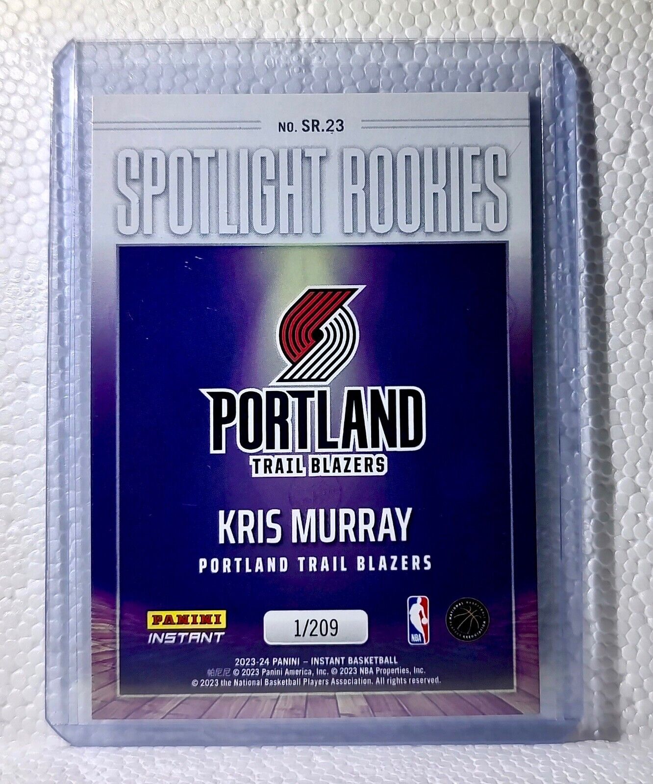 Kris Murray 2023-24 Panini #23 NBA Spotlight Rookies Card Trail Blazers 1/209