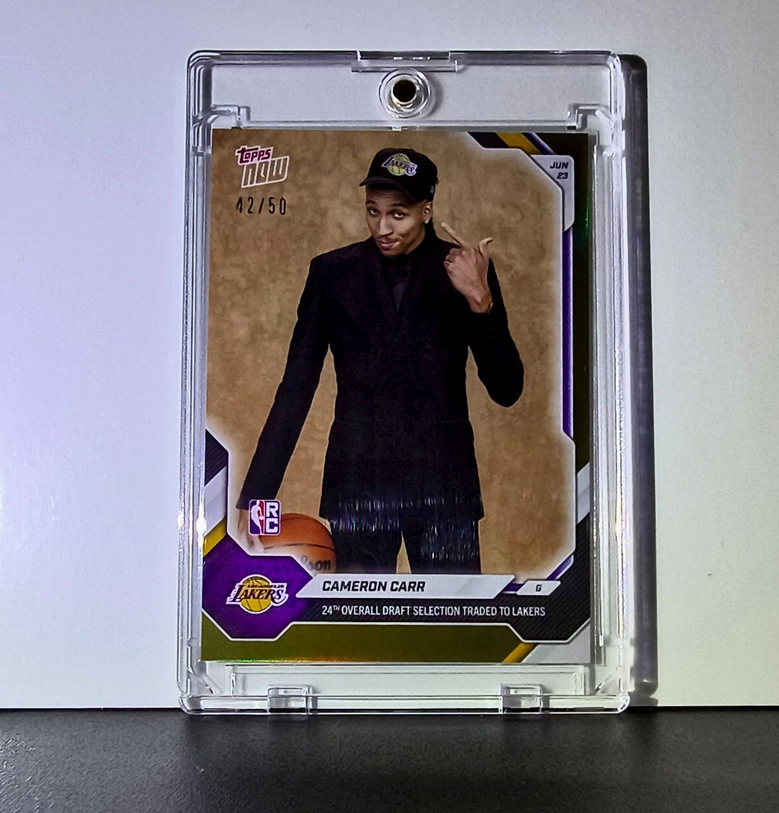 Cameron Carr Rookie 2026-27 Topps NBA Draft #CCAR Gold Foil 42/50 Card LA Lakers