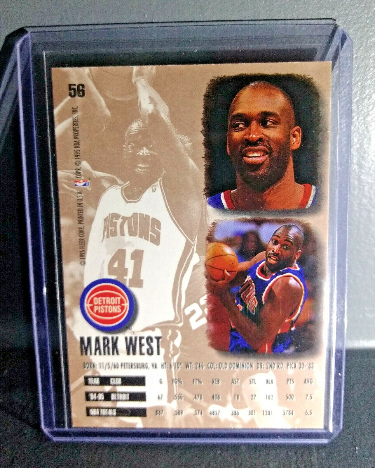 1995-96 Mark West Fleer Ultra #56 Basketball Card