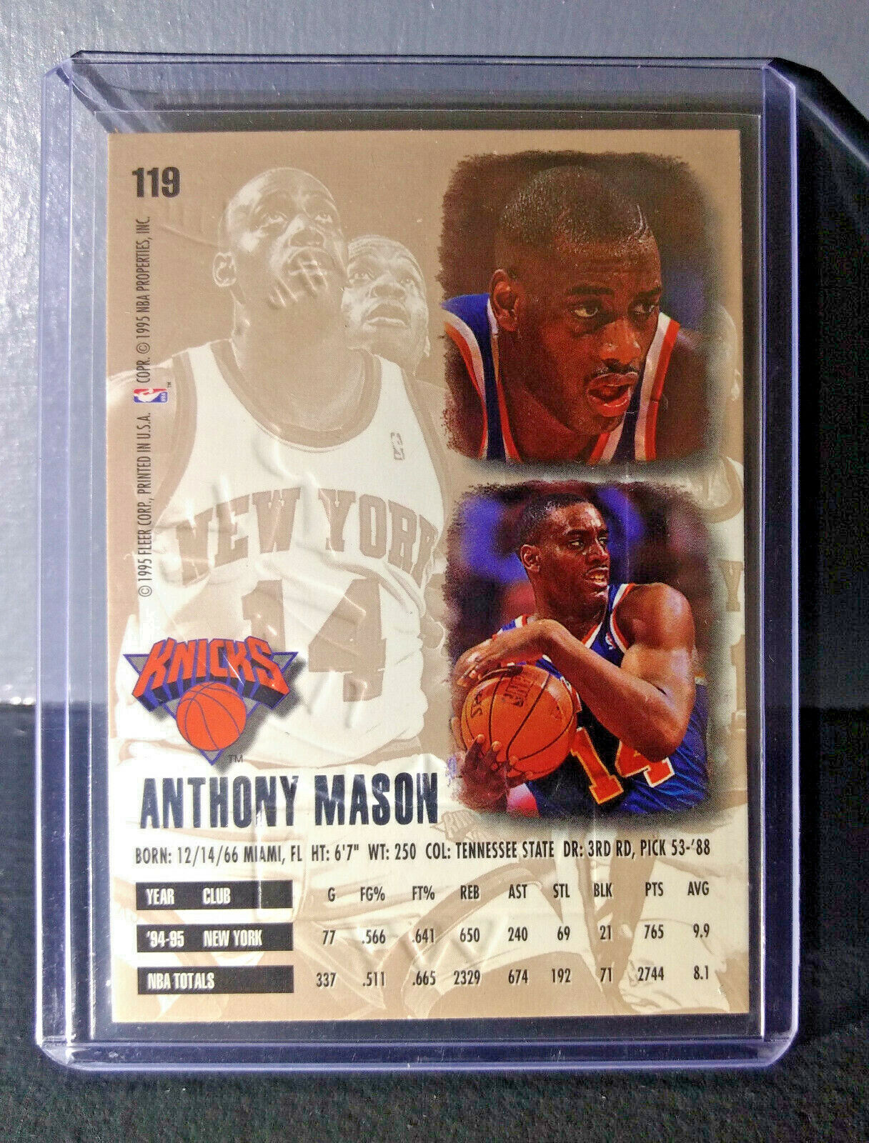 1995-96 Anthony Mason Fleer Ultra Gold Medallion #119 Basketball Card