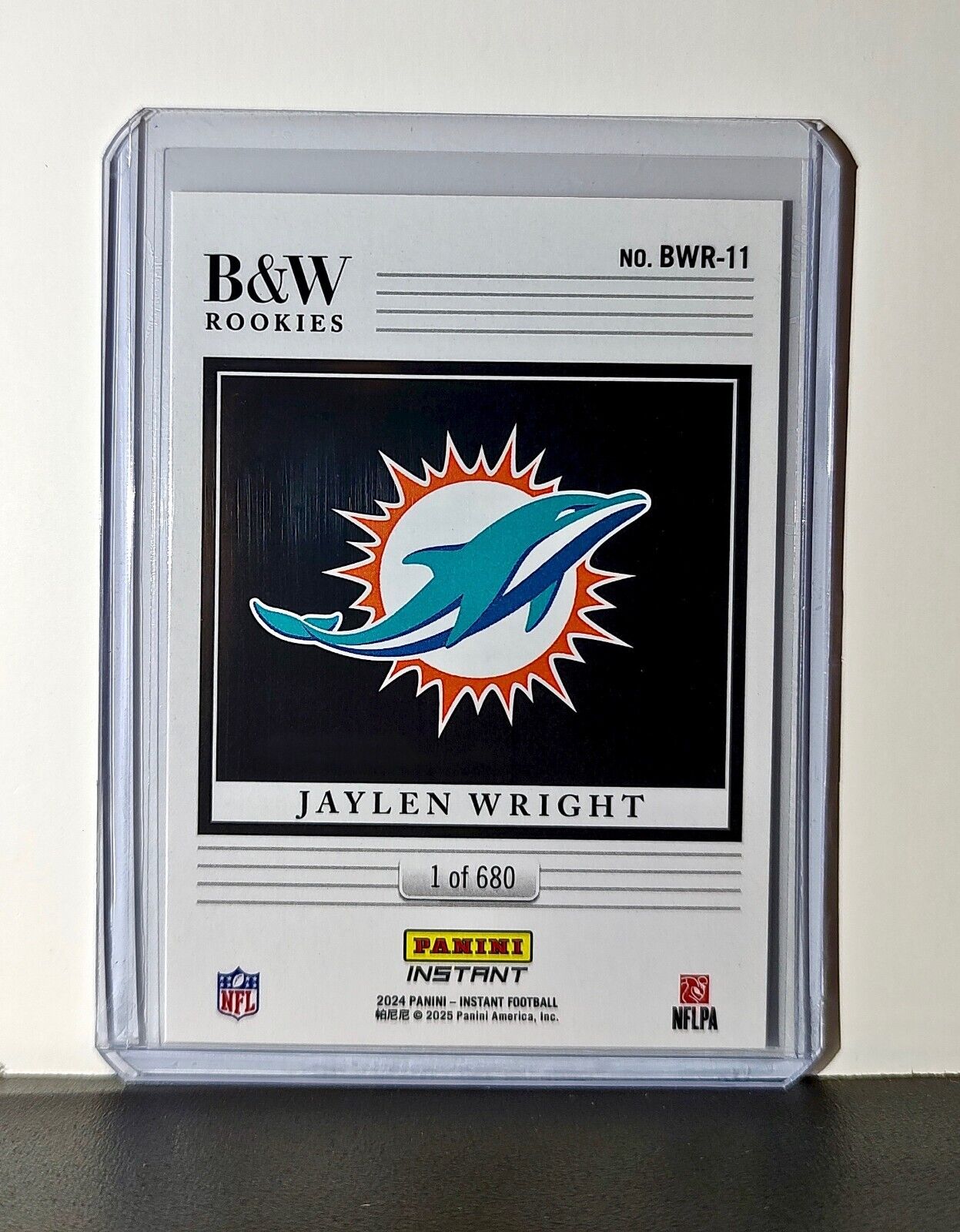 Jaylen Wright 2024 Panini NFL #11 Black & White Rookies Card Dolphins 1 of 680