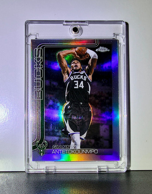 Giannis Antetokounmpo 2025-26 NBA Topps Chrome Update #7 Refractor Card Bucks
