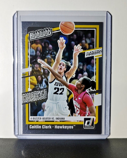 Caitlin Clark 2024 Silver Foil Panini Donruss Highlights #H6 Card Iowa Hawkeyes