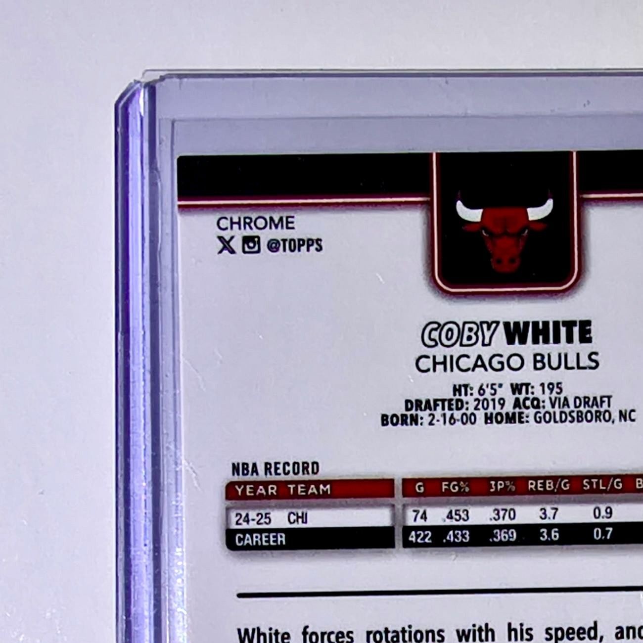 Coby White 2025-26 NBA Topps Chrome Update RayWave Refractor #93 Card Bulls