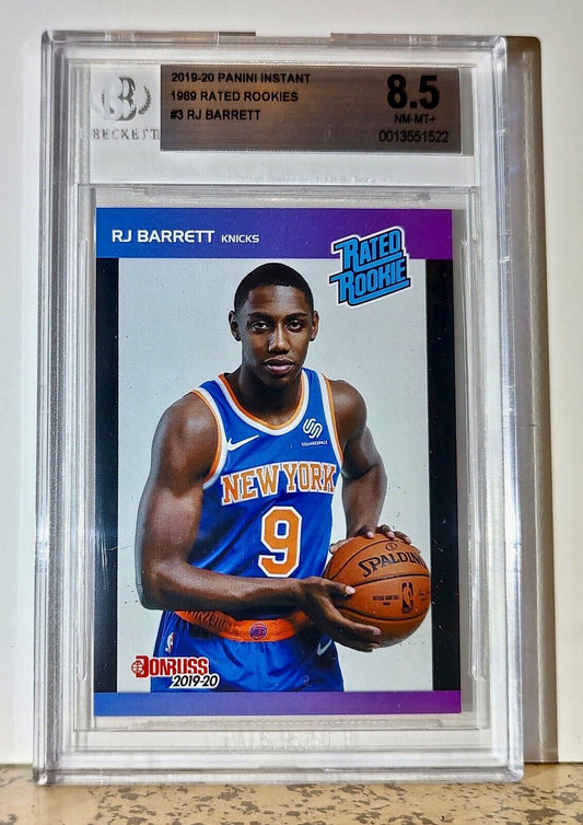 RJ Barrett 2019-20 Panini NBA #3 1989 Rated Rookies 1/3431 BGS 8.5 Knicks