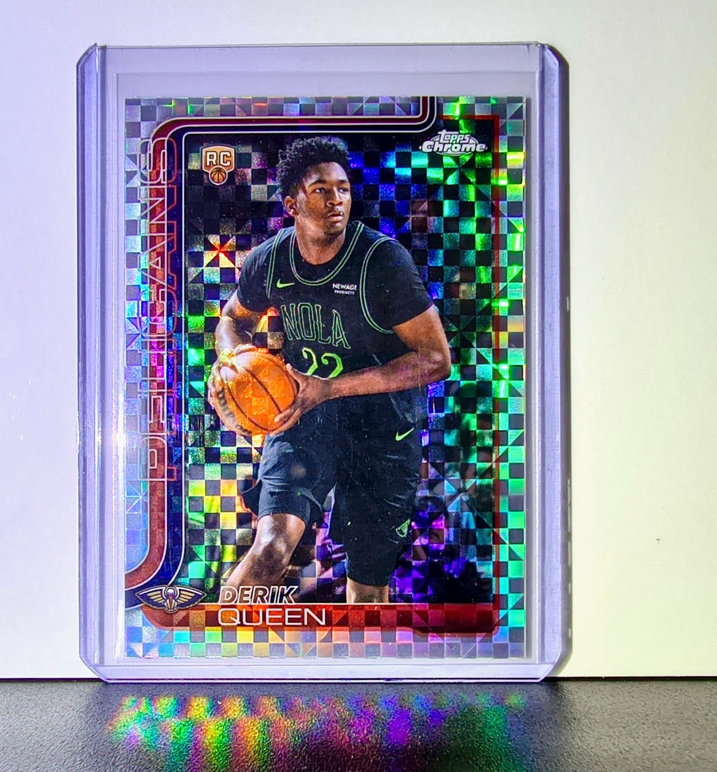 Derik Queen Rookie 2025-26 NBA Topps Chrome Update X-Fractor #163 Card Pelicans