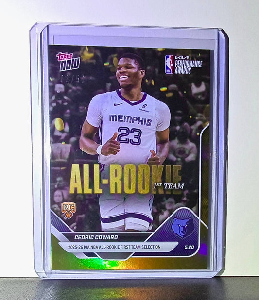 Cedric Coward Rookie 2025-26 Topps NBA All-Rookie 1st Team Gold 02/50 Grizzlies