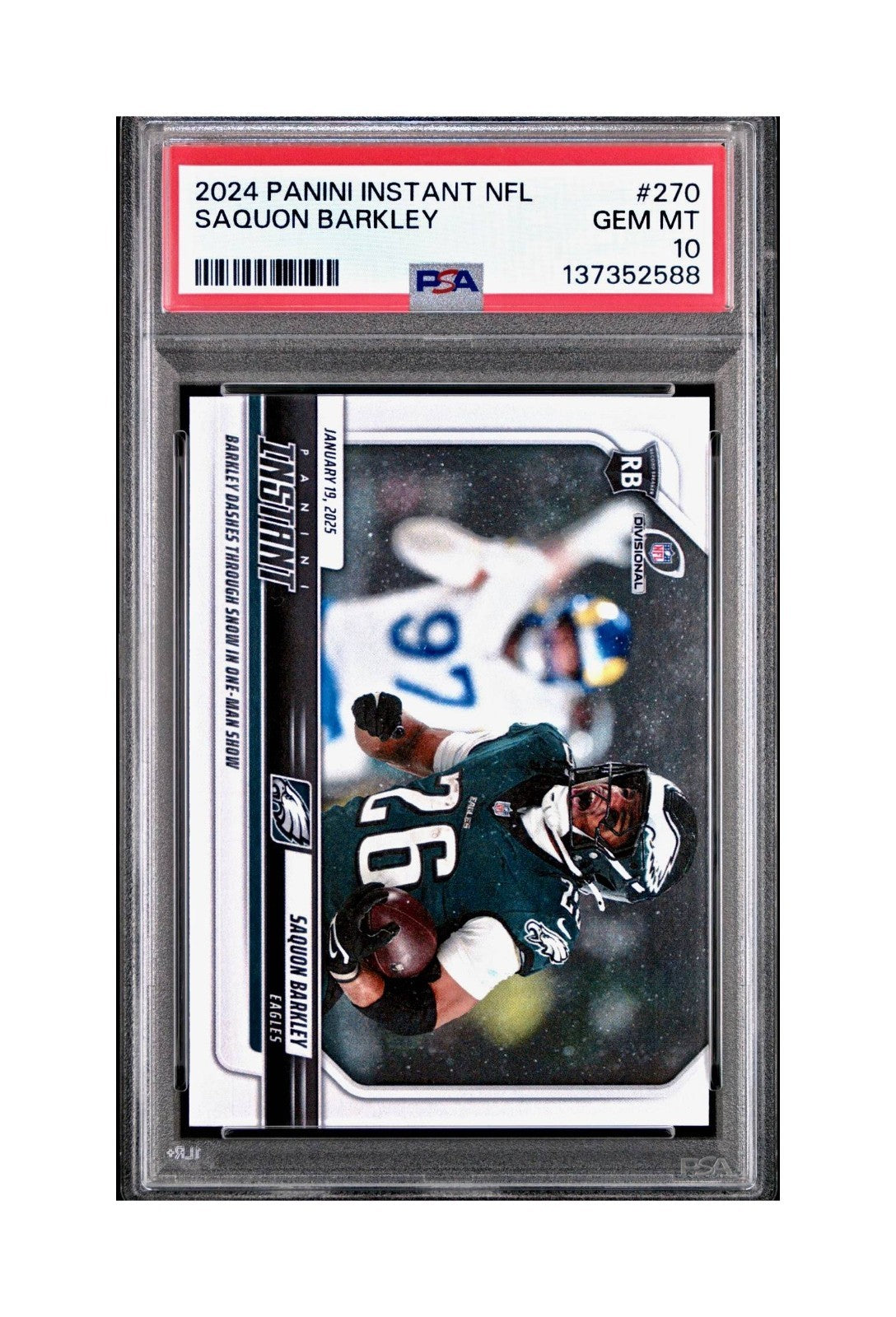 Saquon Barkley 2024 Panini Record Breaker NFL #270 Philadelphia Eagles PSA 10
