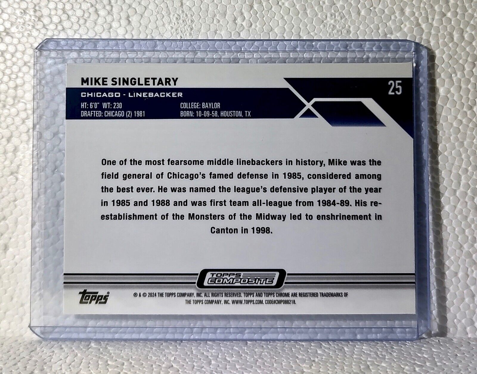 Mike Singletary 2023 Topps Chrome NFL #25 Composite Football Card Chicago Bears