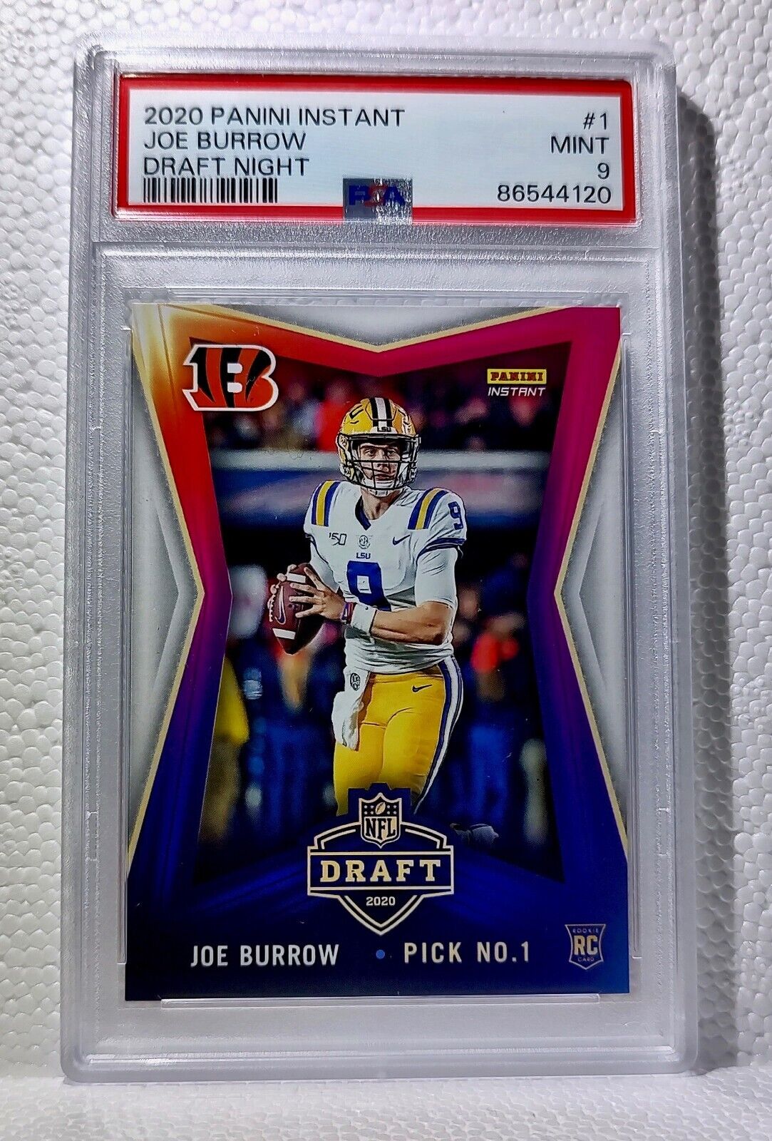 Joe Burrow 2020 Panini NFL Draft Night #1 Football Card 1 of 8156 PSA 9 MINT