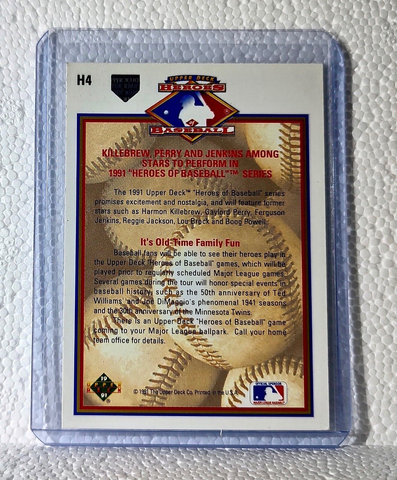 Killebrew/Perry/Jenkins 1991 Upper Deck MLB #H4 Heroes of Baseball Card