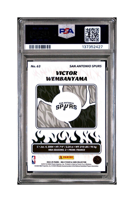 Victor Wembanyama 2024-25 Panini NBA #63 Sticker 42/75 Purple Foil PSA 7 NM