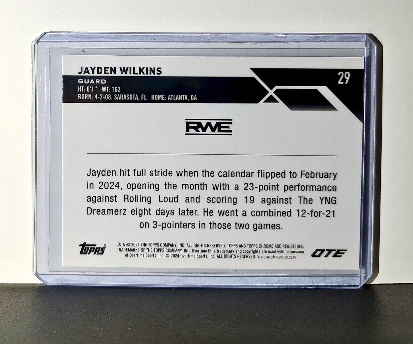 Jayden Wilkins Rookie Card 2023-24 Topps Chrome Overtime #29 RWE