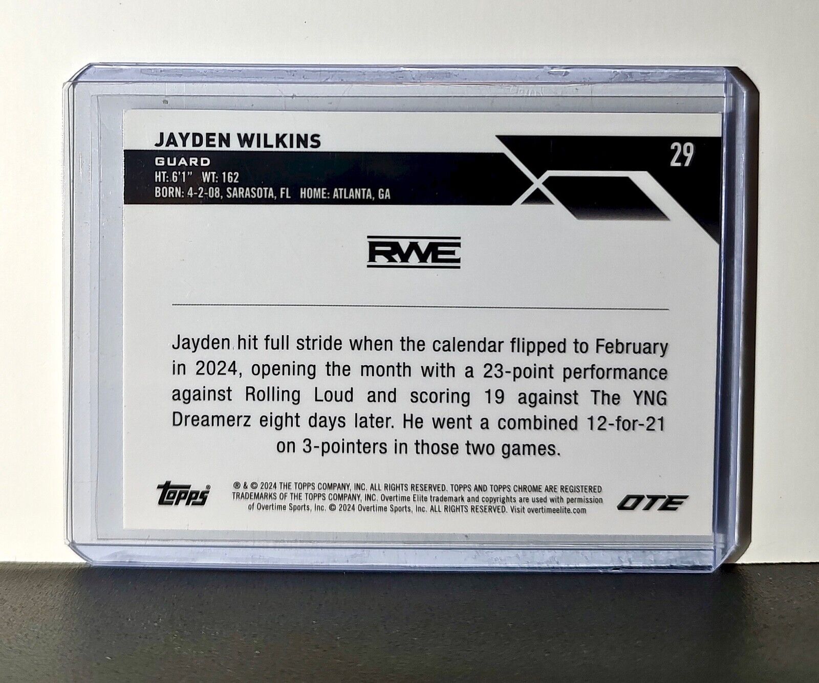Jayden Wilkins Rookie Card 2023-24 Topps Chrome Overtime #29 RWE