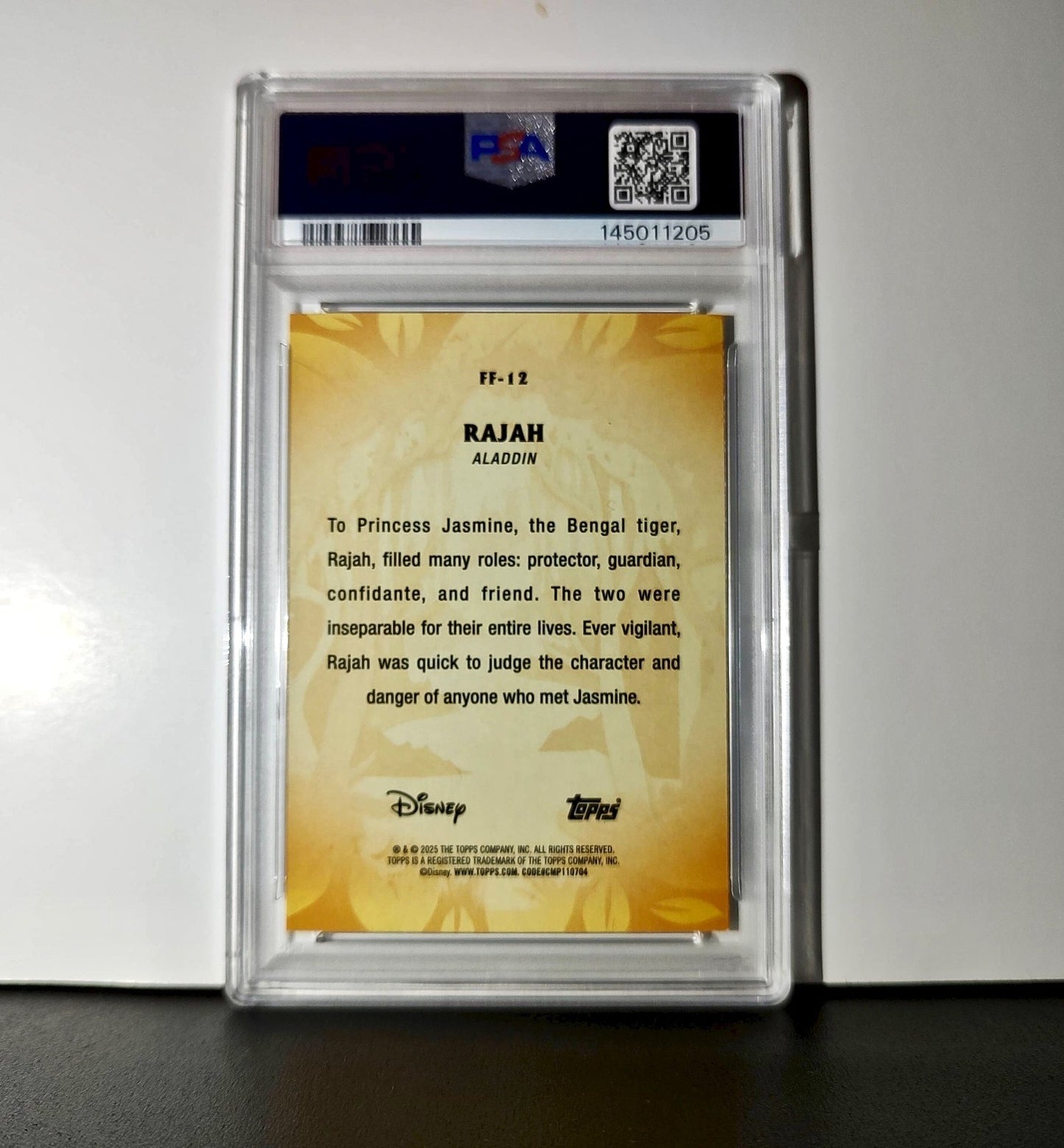 Rajah 2025 Topps Disney #FF-12 Furry Friends Card Aladdin PSA 9