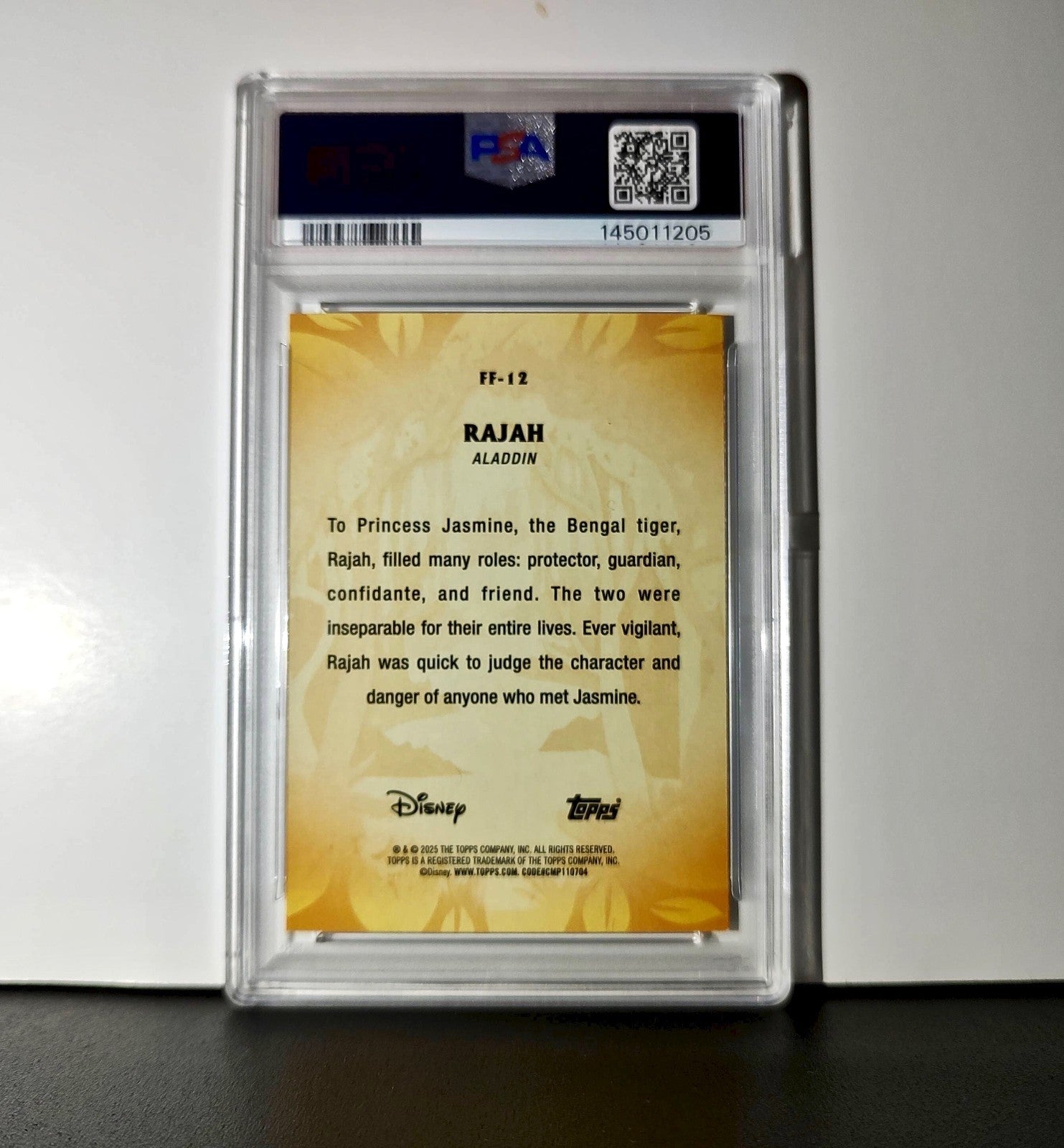 Rajah 2025 Topps Disney #FF-12 Furry Friends Card Aladdin PSA 9