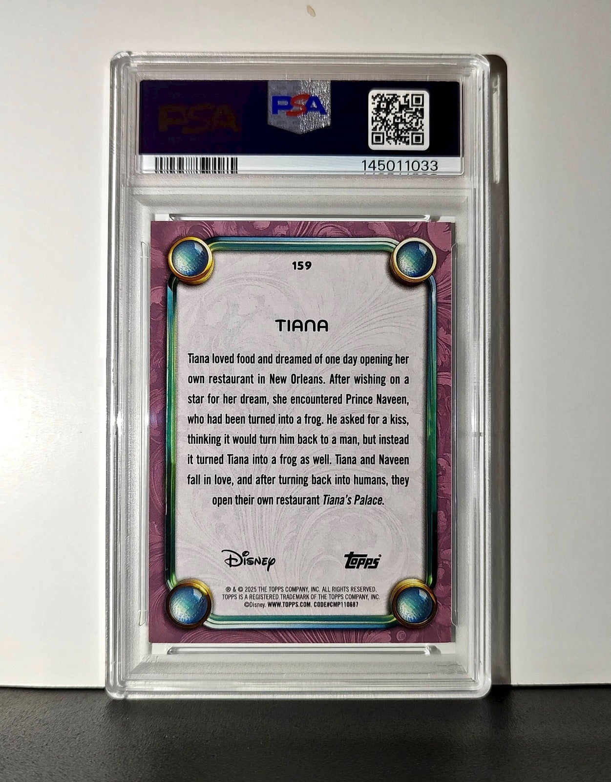 Tiana 2025 Topps Disney Cartoon Princess #159 Card PSA 9