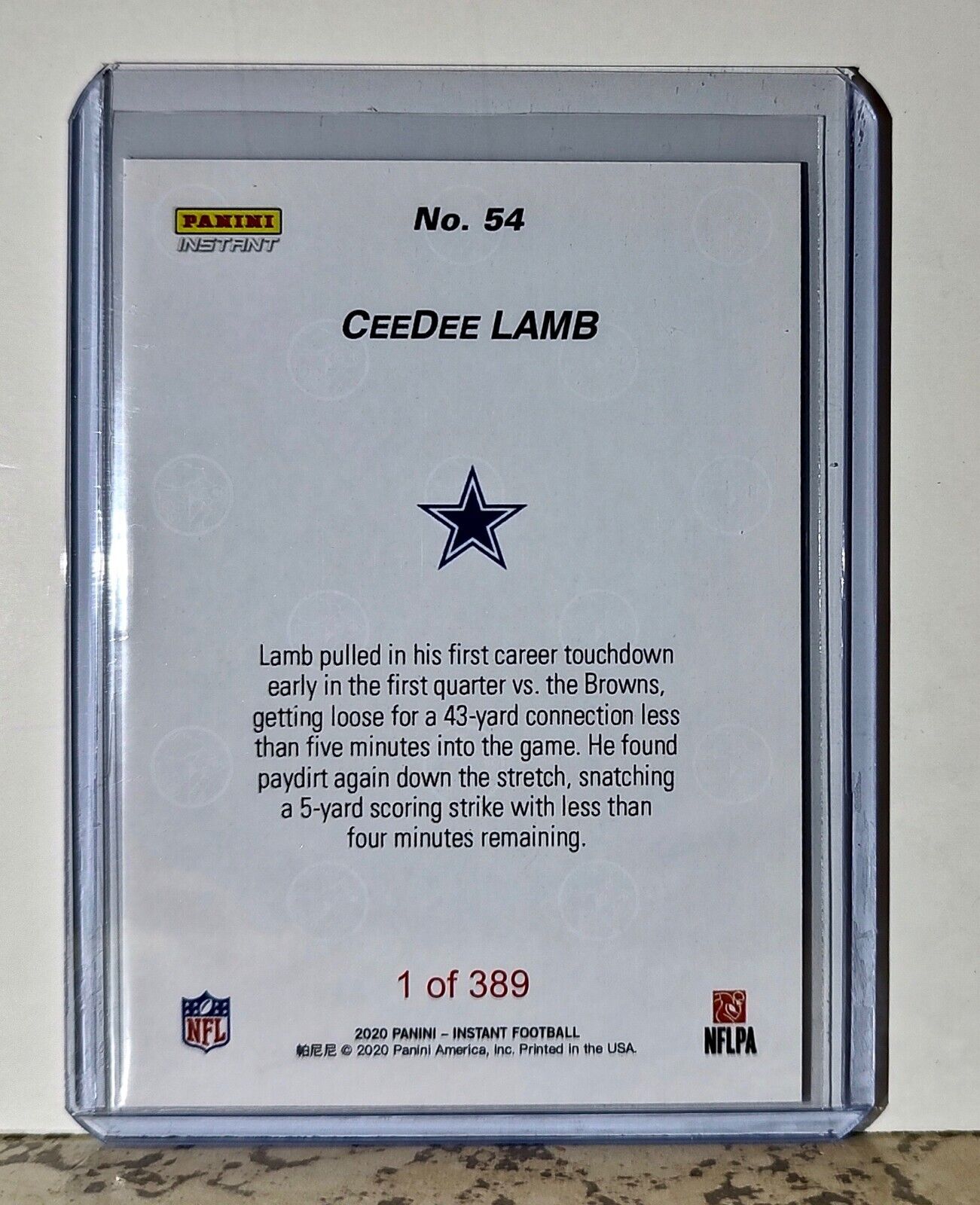 CeeDee Lamb 2020 Panini NFL #54 Rookie Football Card Dallas Cowboys 1 of 389