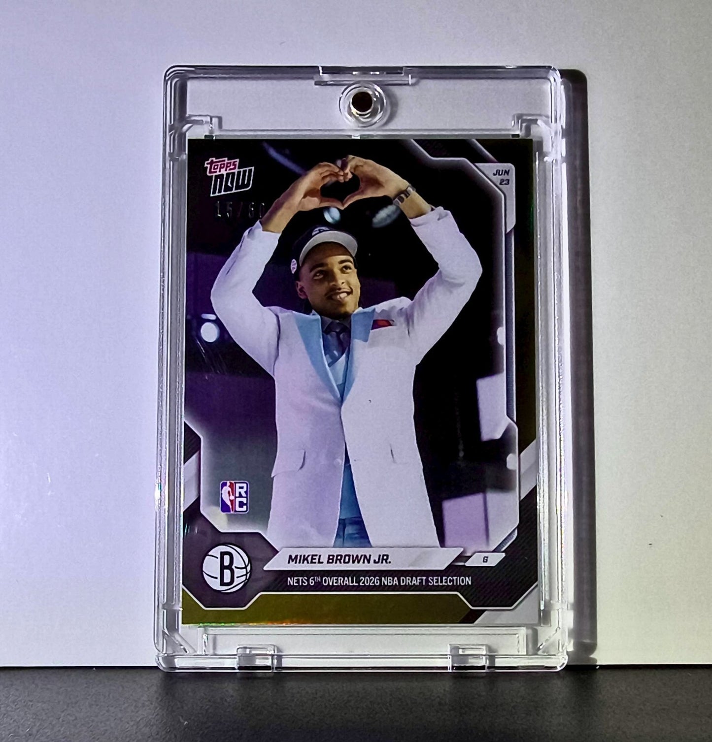 Mikel Brown Jr. Rookie 2026-27 Topps NBA Draft Night Gold Foil 15/50 Card Nets