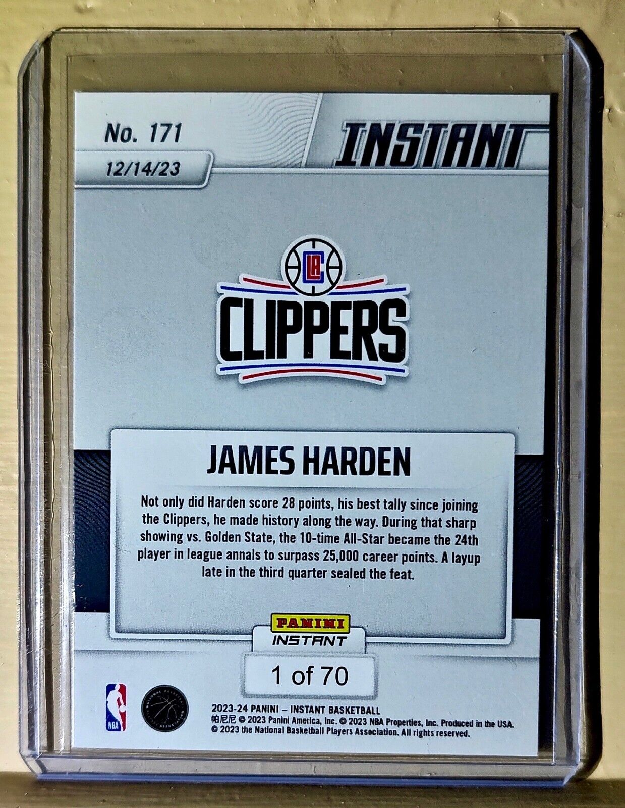 James Harden 2023-24 Panini #171 NBA Basketball Milestone Card Clippers 1 of 70