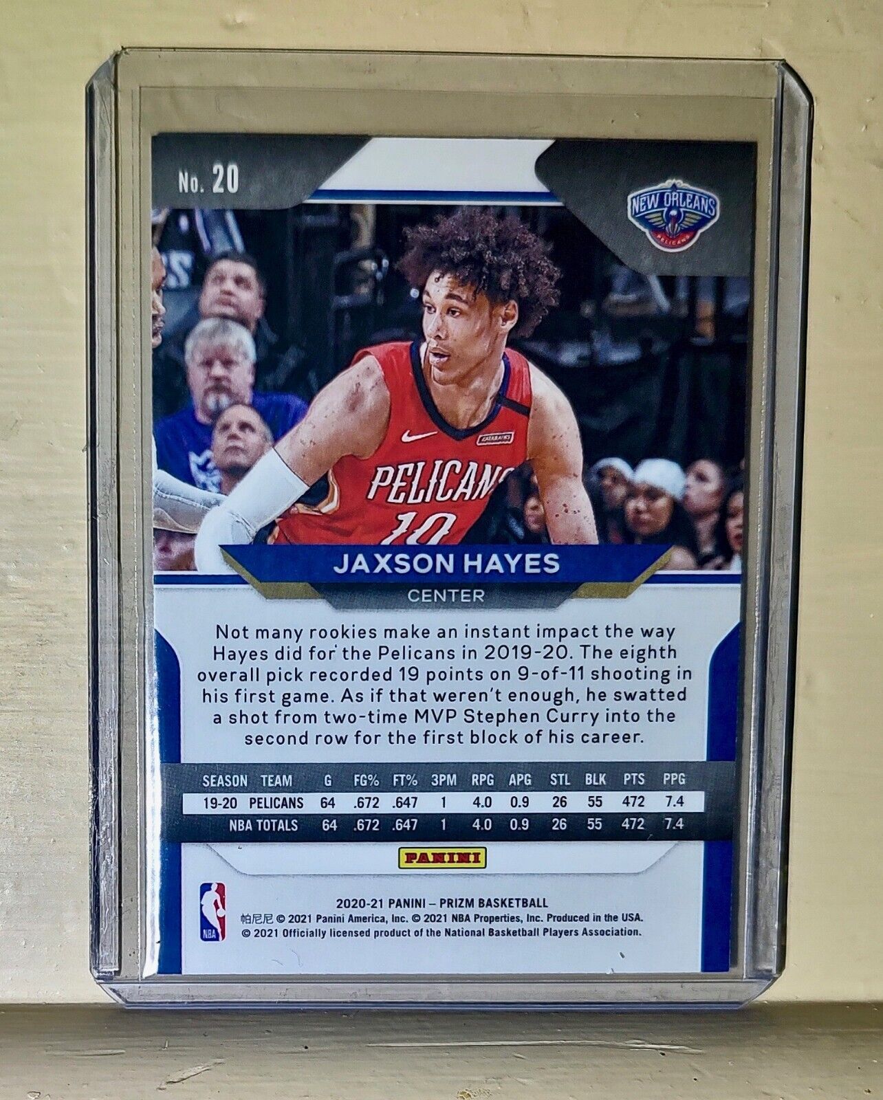 Jaxson Hayes 2020-2021 Panini Prizm NBA #20 Basketball Card Pelicans