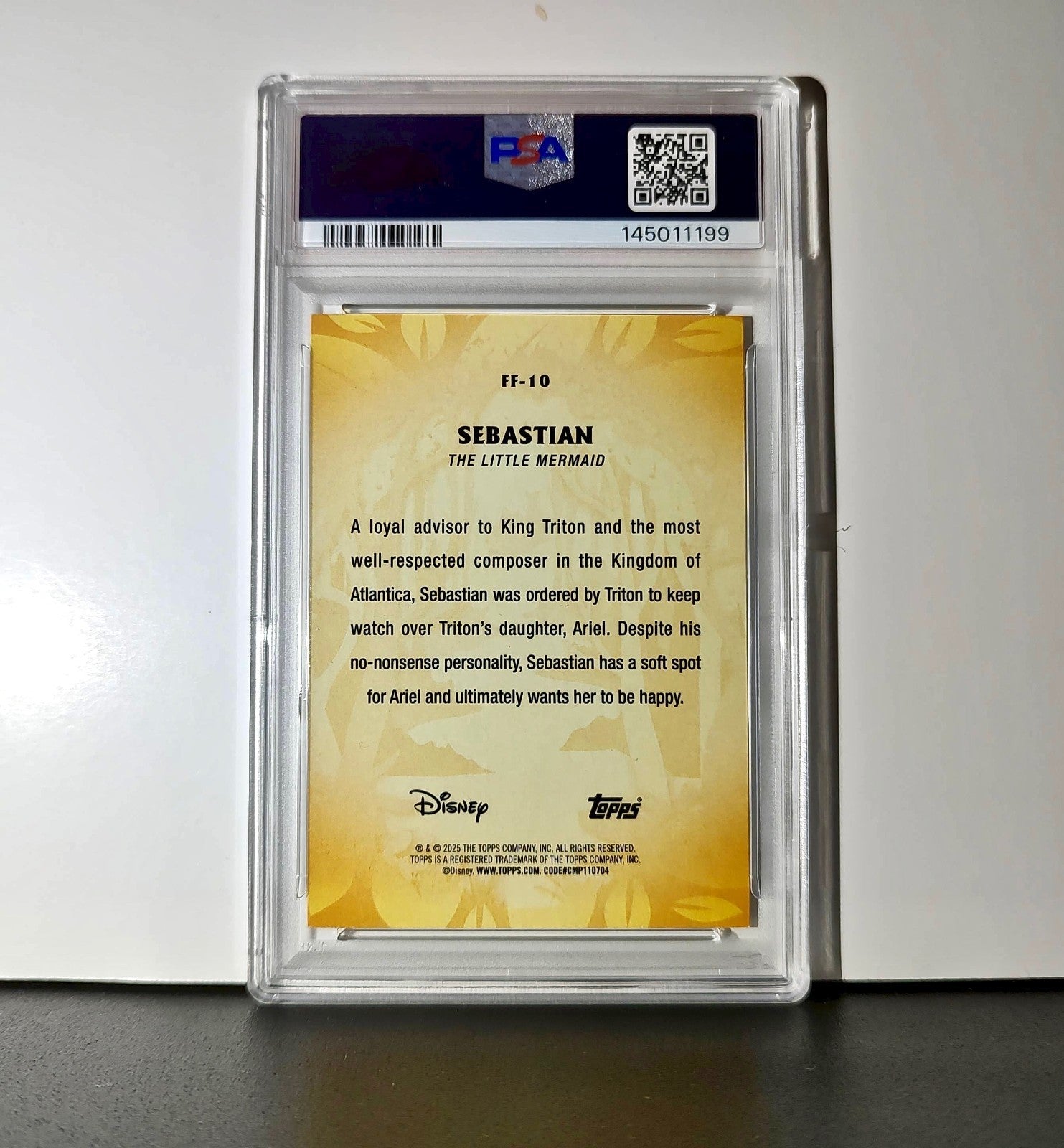 Sebastian 2025 Topps Disney #FF-10 Furry Friends Card The Little Mermaid PSA 9