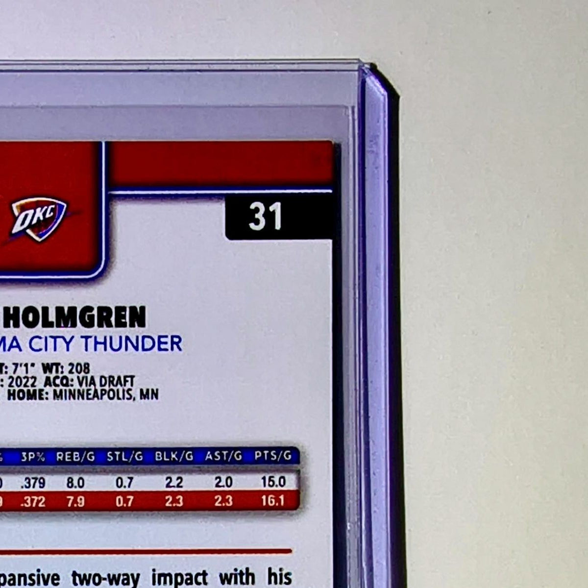 Chet Holmgren 2025-26 NBA Topps Chrome Update #31 Card Oklahoma City Thunder