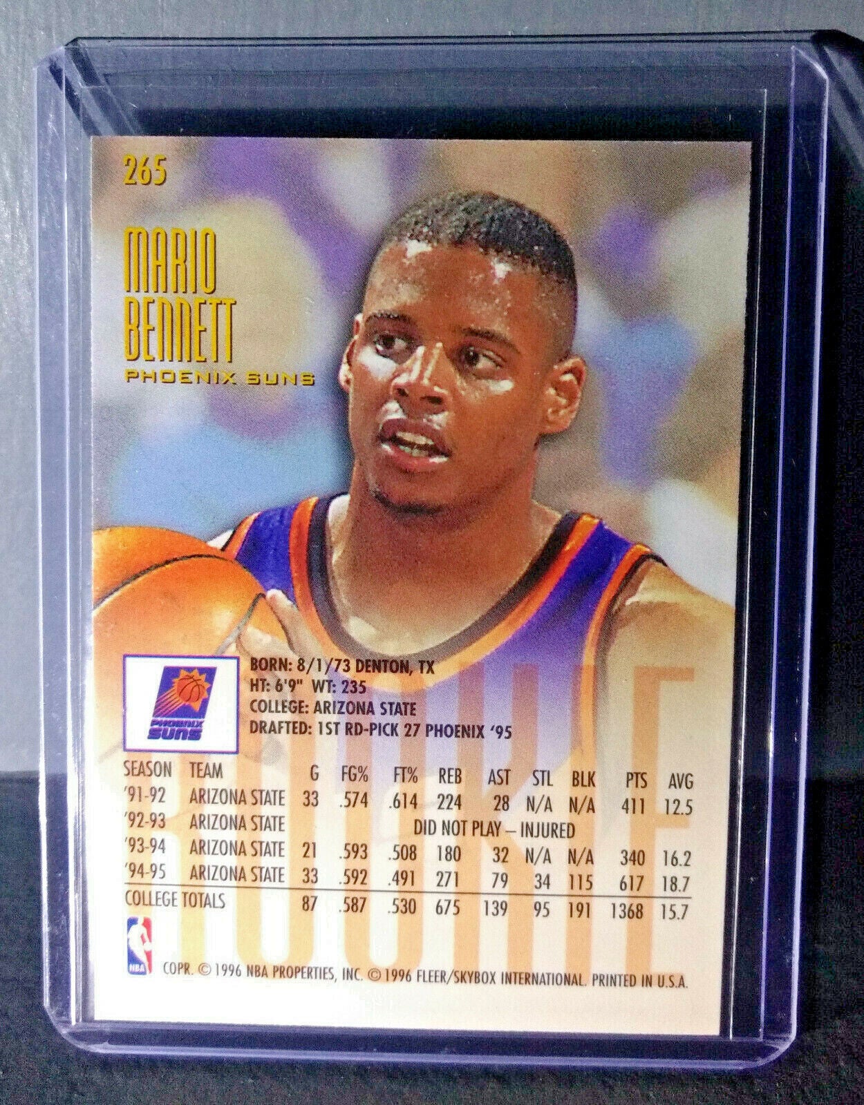 1995-96 Mario Bennett Fleer Ultra #265 Rookie Basketball Card