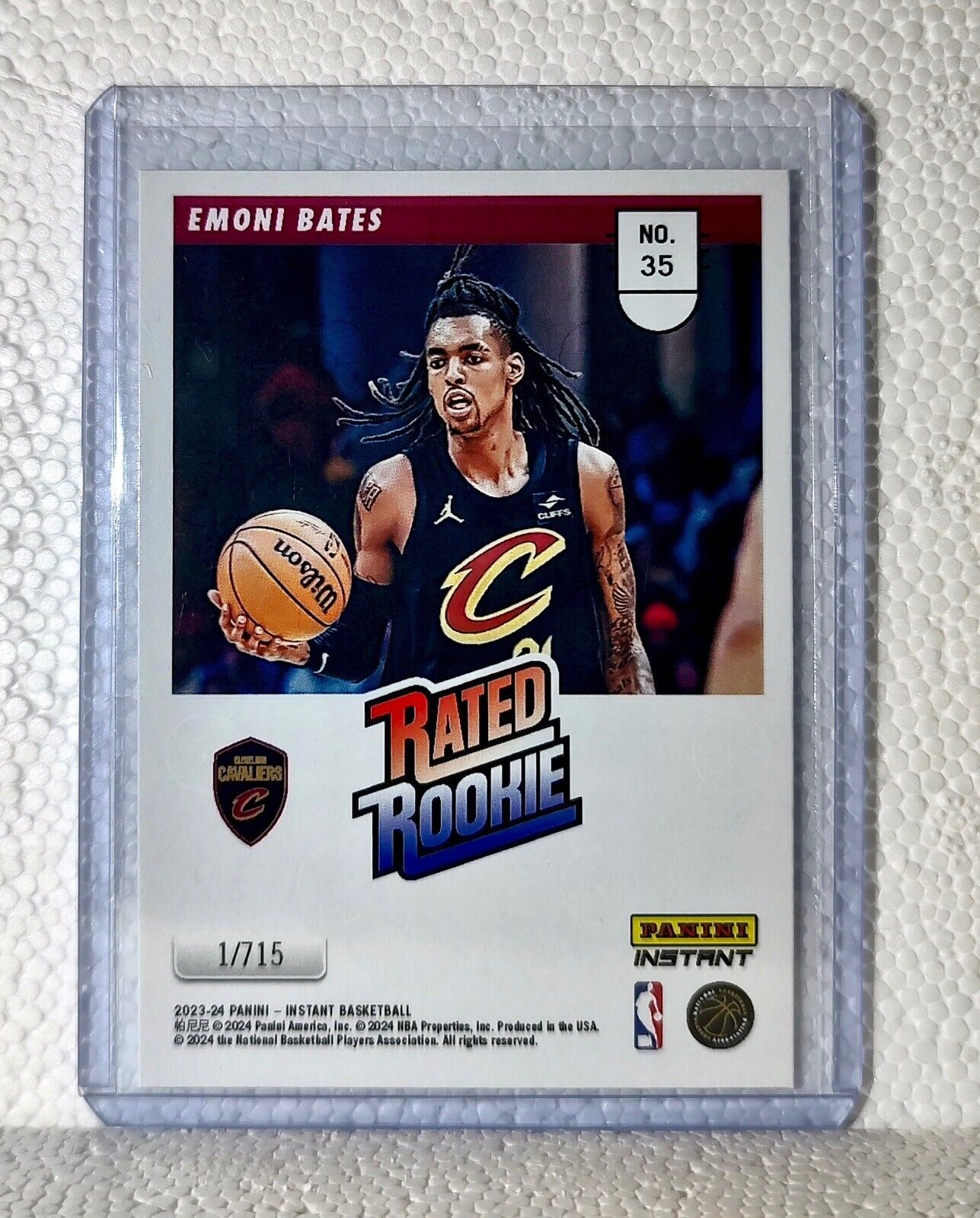 Emoni Bates 2023-24 Panini NBA #35 Rated Rookie Retro Card Cavaliers 1/715